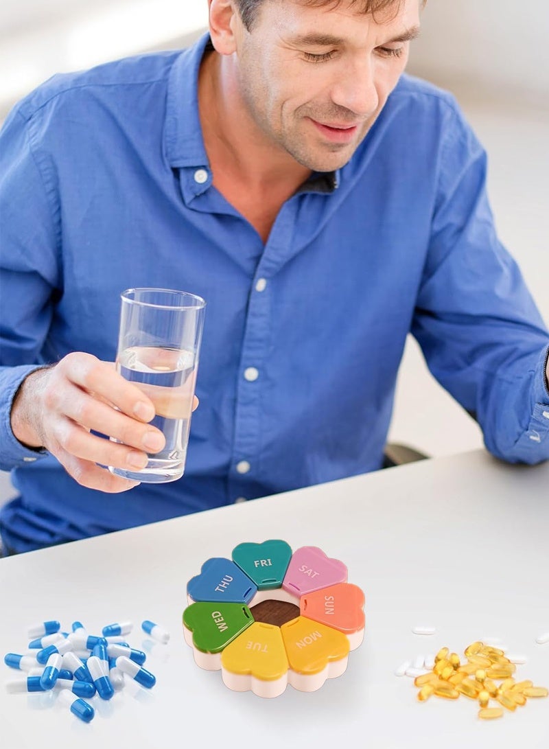 lebonaer Weekly Pill Organizer, Cute Pill Box Organizer 7 Day, Portable Pill Organizer, Heart Shaped Pill Case 1 time a Day, Medicine Supplement Vitamins & Cod Liver Oil Tablet Organizer - Image 2