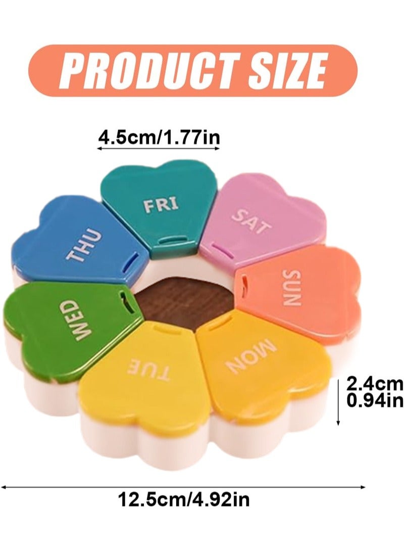 lebonaer Weekly Pill Organizer, Cute Pill Box Organizer 7 Day, Portable Pill Organizer, Heart Shaped Pill Case 1 time a Day, Medicine Supplement Vitamins & Cod Liver Oil Tablet Organizer - Image 4