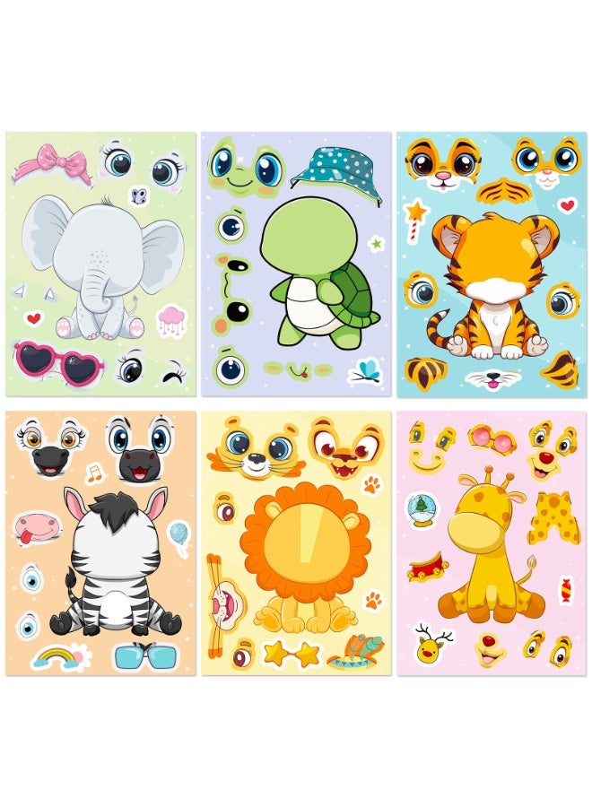 NIBEMINENT 6 Pcs Cartoon Cute Little Animal Giraffe Turtle Tiger Deco Kit Waterproof Stickers, High Definition Printing Bright Colors, Suitable for Laptop Skateboard Luggage Water Bottle Guitar DIY - Image 1