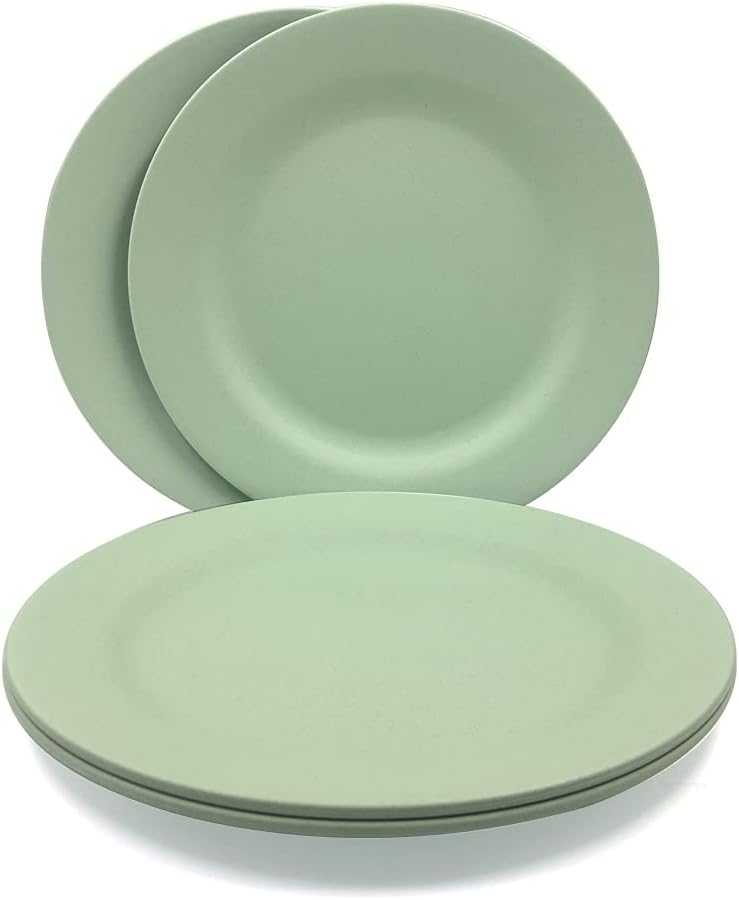 BangBoom 4 Pack 13 Inch Extra large Size Dinner Plate Sets Delicious Pasta Plates Unbreakable Dishes Lightweight Salad Dinnerware Reusable Dessert Tableware 33cm Green - Image 1