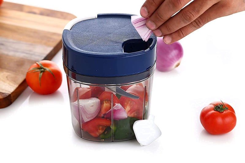 Atharved 1000ML Handy Quick Chopper Manual Vegetable and Meat Chopper with Stainless Steel Blades Kitchen Food Processor Perfect for Chopping Onions Garlic and More - Image 2