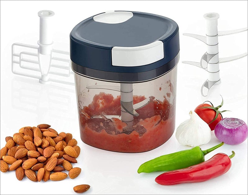 Atharved 1000ML Handy Quick Chopper Manual Vegetable and Meat Chopper with Stainless Steel Blades Kitchen Food Processor Perfect for Chopping Onions Garlic and More - Image 5