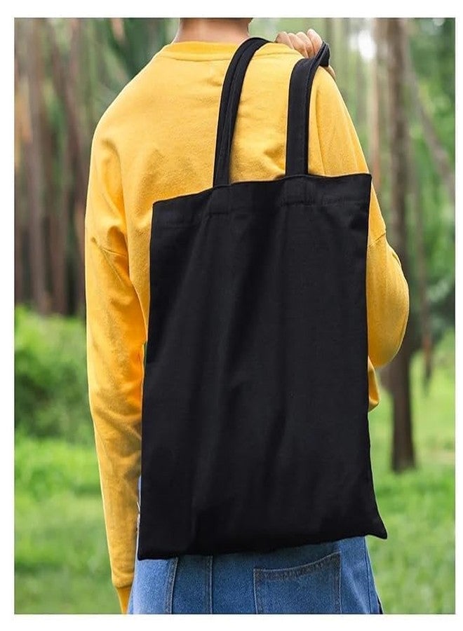 VARA Women Tote Bag Black with Zipper | Large Capacity Canvas Shoulder Handbag | Stylish Reusable Shopping & Office Bag (Pack of 3) - Image 3