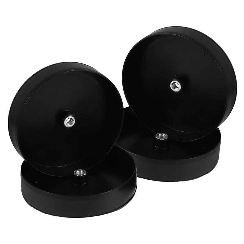 Black Plastic Toilet Brush Stand Base Set of 4 with Embedded Nut for Stable Bathroom Storage - Image 2