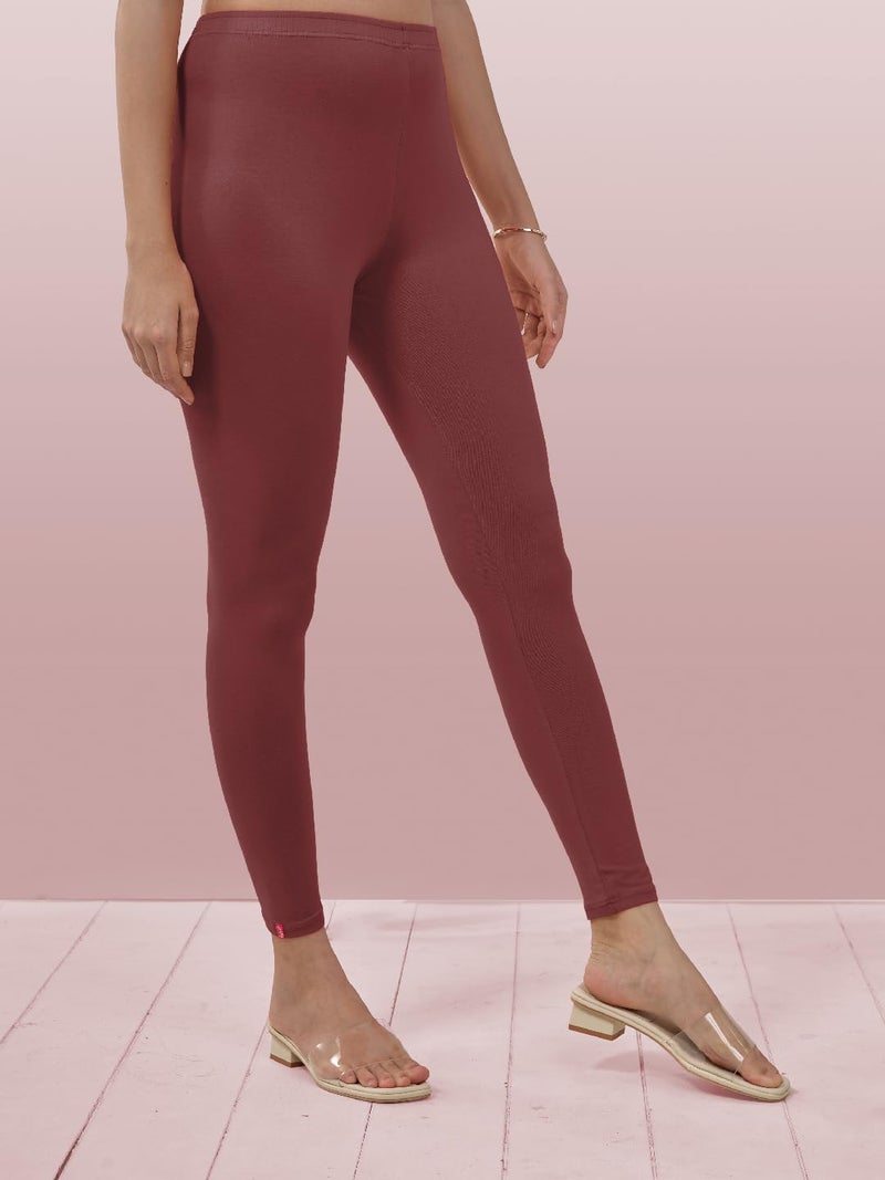 Lyra Women Solid Premium Cotton Ankle length Leggings | Mid-Waist | Fashionwear - Image 3