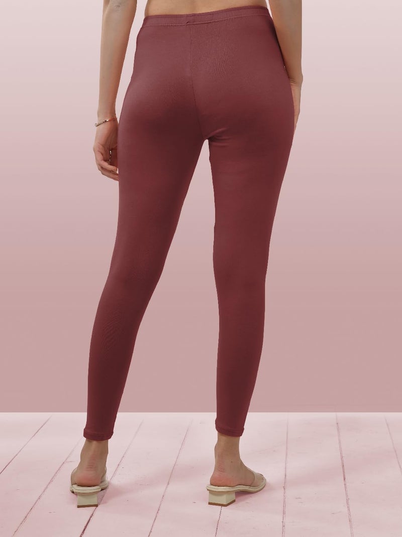 Lyra Women Solid Premium Cotton Ankle length Leggings | Mid-Waist | Fashionwear - Image 2
