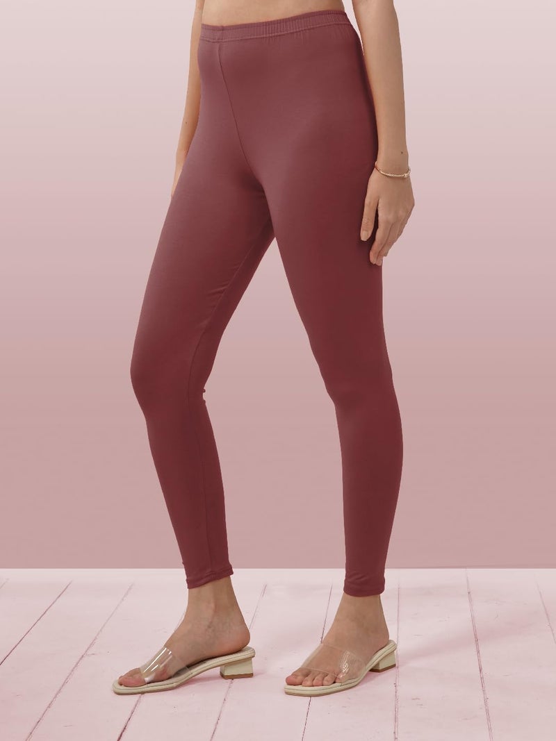 Lyra Women Solid Premium Cotton Ankle length Leggings | Mid-Waist | Fashionwear - Image 4