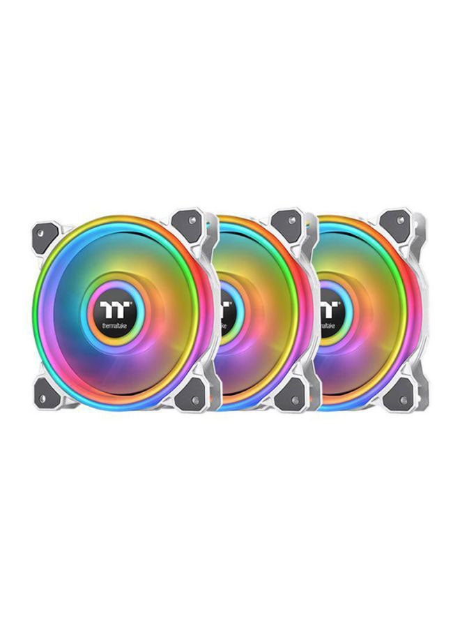 ثيرمال تيك مروحة تبريد CL-F100-PL12SW-A رينج كواد 12 بإضاءة متعددة الألوان RGB (مجموعة من 3 قطع) 12سم أبيض - Image 1