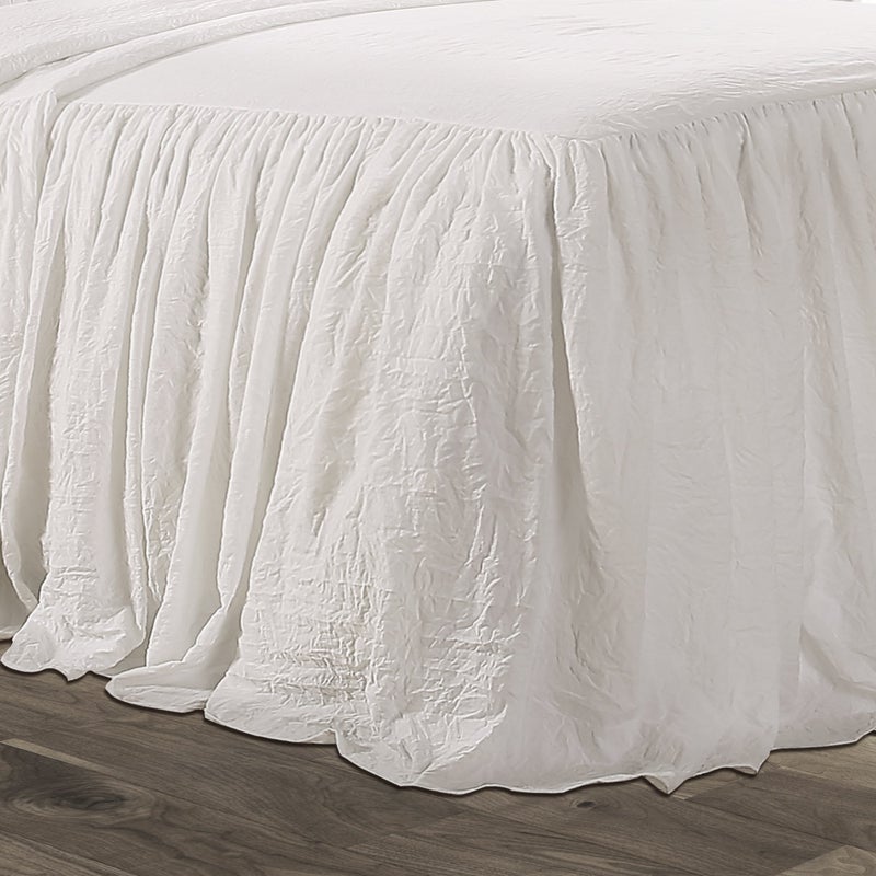 Lush Decor Lush Decor Ruffle Skirt Bedspread Set - 3 Piece Luxurious Farmhouse Bedding Set - Elegant, Charming Ruffle Detail - Timeless Style & Classic Design - Soft and Lightweight - Queen, White  - Image 3