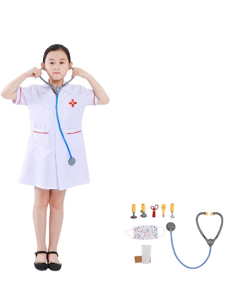 Kids Dress Up Set Doctor Cosplay Costume for Boys and Girls 3-7 Years Old Birthday Party White - Image 1