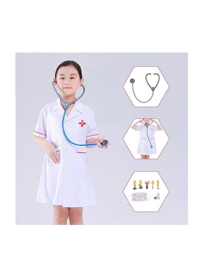 Kids Dress Up Set Doctor Cosplay Costume for Boys and Girls 3-7 Years Old Birthday Party White - Image 5