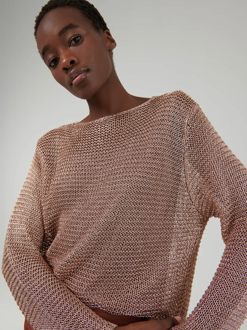 leem Metallic Mesh Knit Top