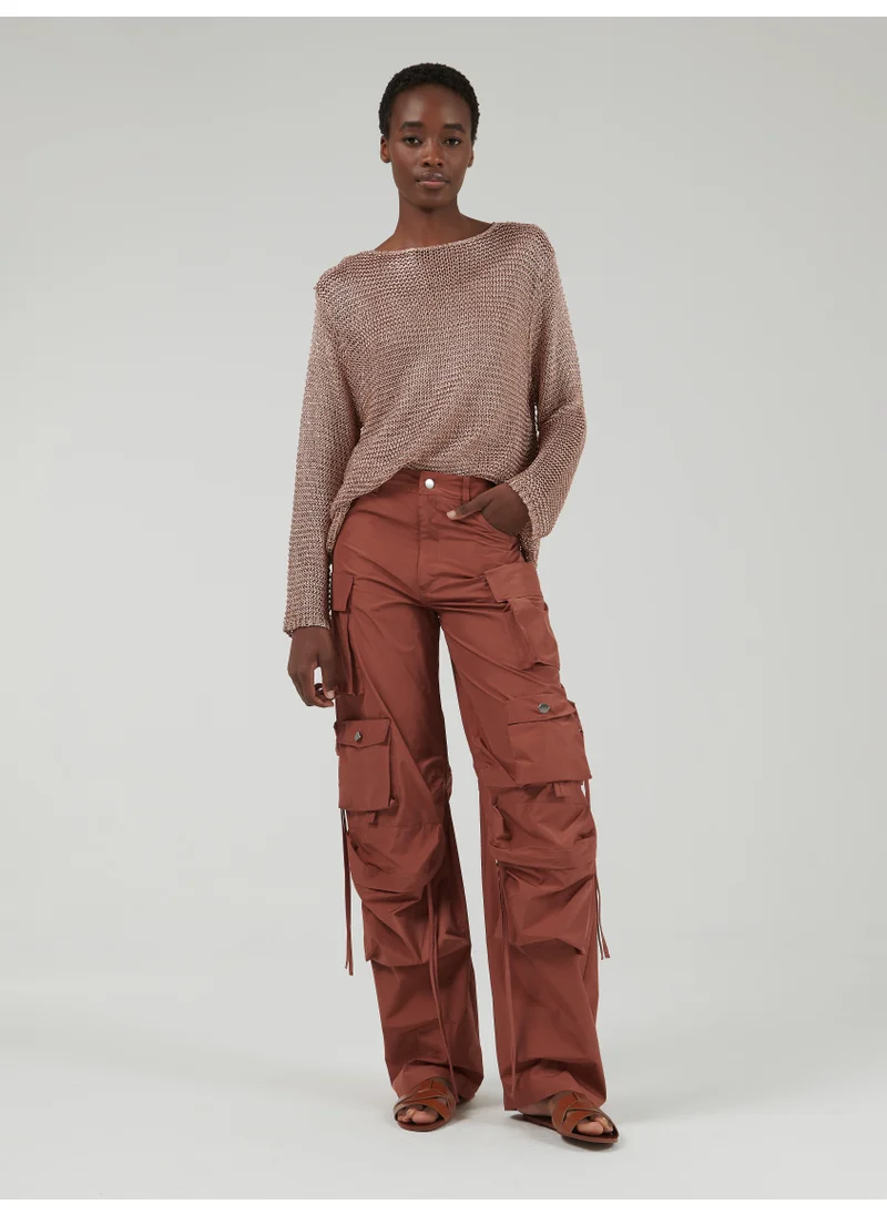 leem Metallic Mesh Knit Top