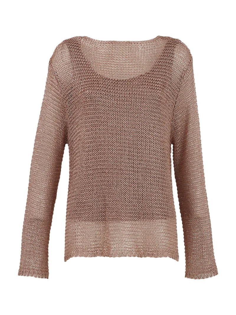 leem Metallic Mesh Knit Top