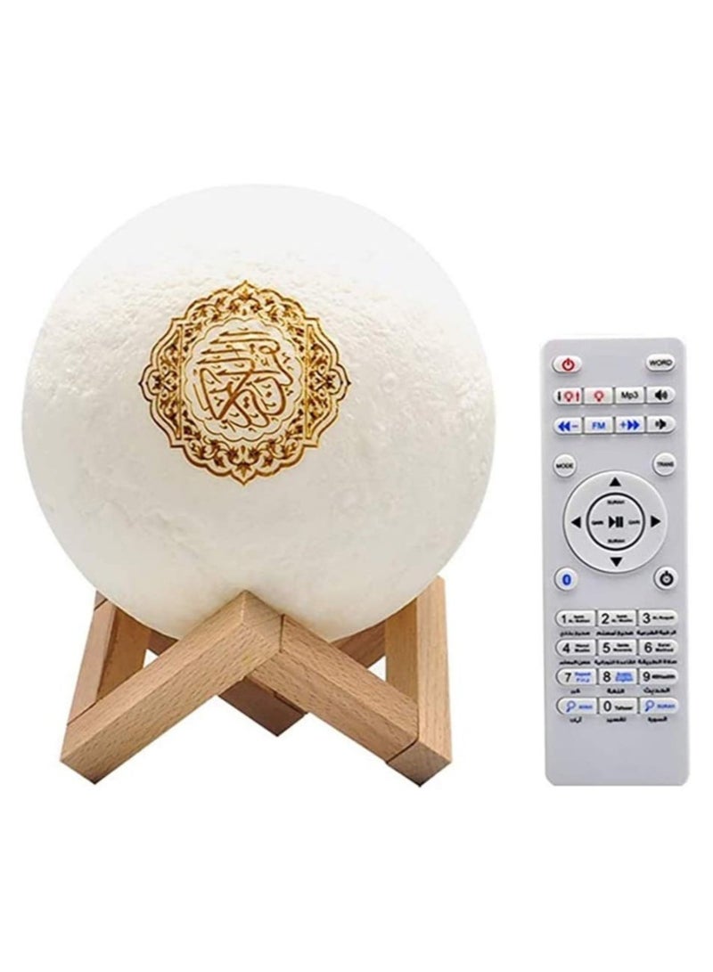 ELTRAZONE 7-Colors 3D Moonlight Quran Speaker Coran Player Wireless Bluetooth Press Lamp LED Nigt Moon Lamp Quran Speaker - Image 1