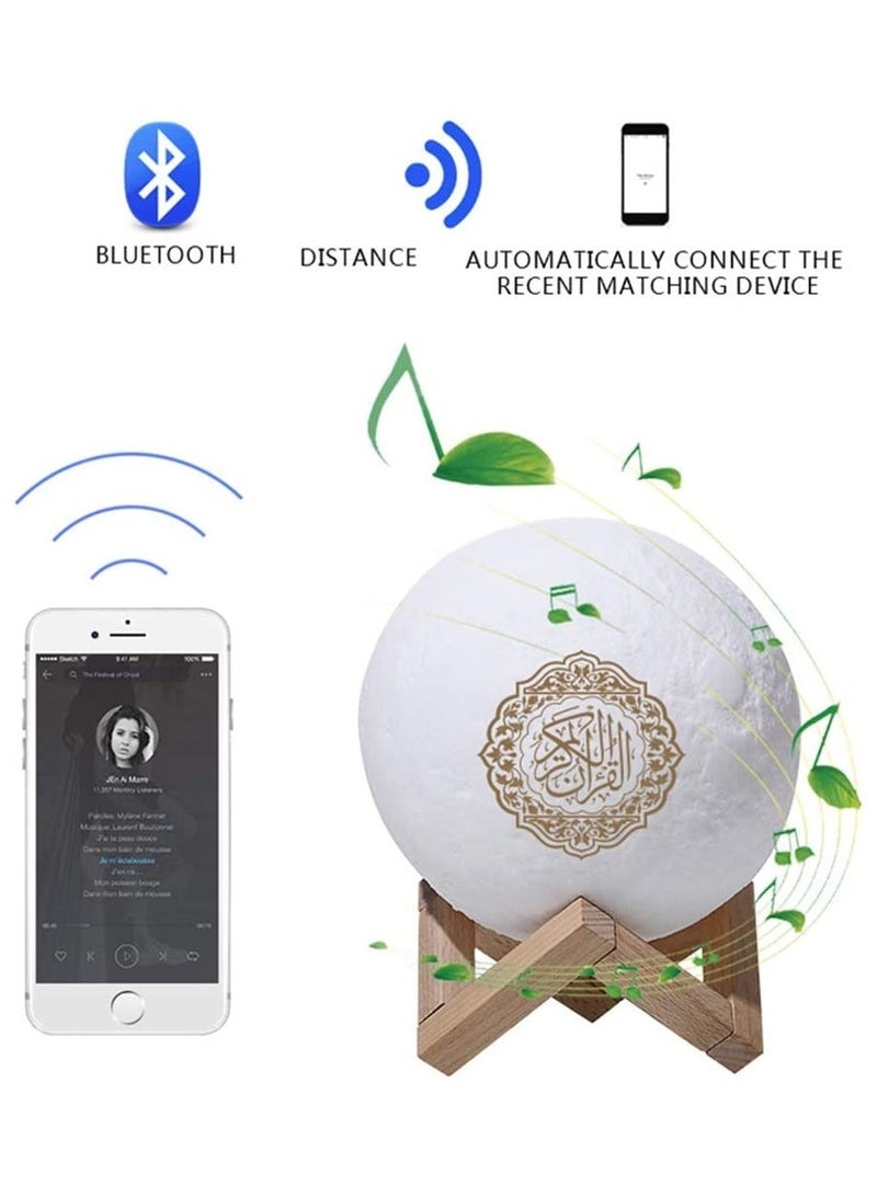 ELTRAZONE 7-Colors 3D Moonlight Quran Speaker Coran Player Wireless Bluetooth Press Lamp LED Nigt Moon Lamp Quran Speaker - Image 3