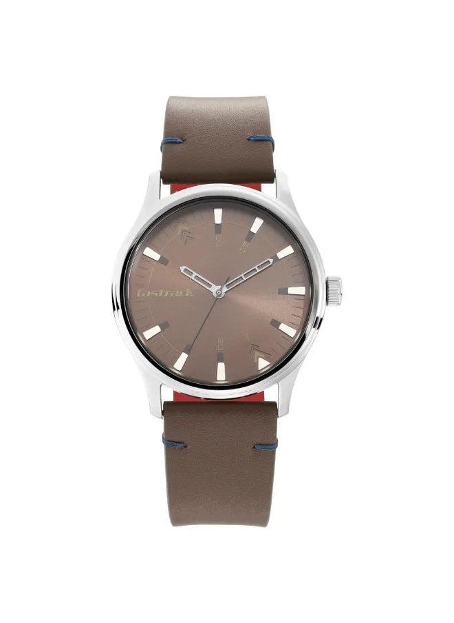 fastrack Men's Analog Round Shape Leather Wrist Watch - 3236SL03 - 49.2 Mm  - Image 2