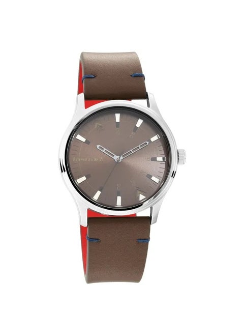 Men's Analog Round Shape Leather Wrist Watch - 3236SL03 - 49.2 Mm