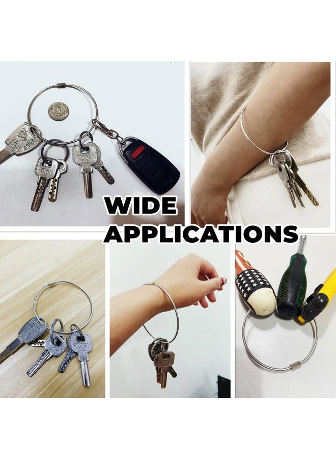 CrocSee 6 Pack Threaded Locking Key Rings (Diameter 3''), Stainless Steel Screw Lock Keychain Bangle, Big Large Keyring Holder Organizer Heavy Duty - Image 4