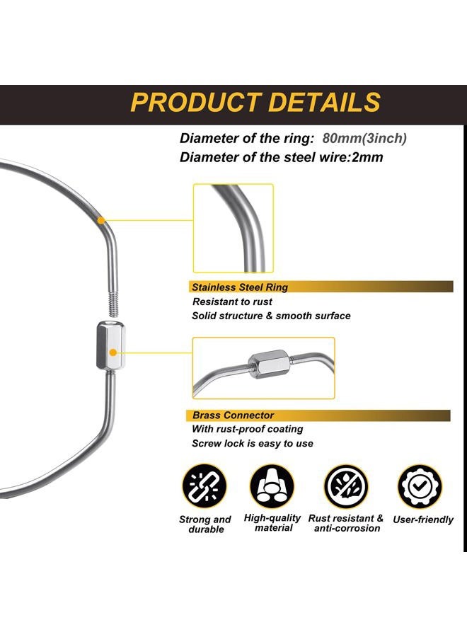 CrocSee 6 Pack Threaded Locking Key Rings (Diameter 3''), Stainless Steel Screw Lock Keychain Bangle, Big Large Keyring Holder Organizer Heavy Duty - Image 2
