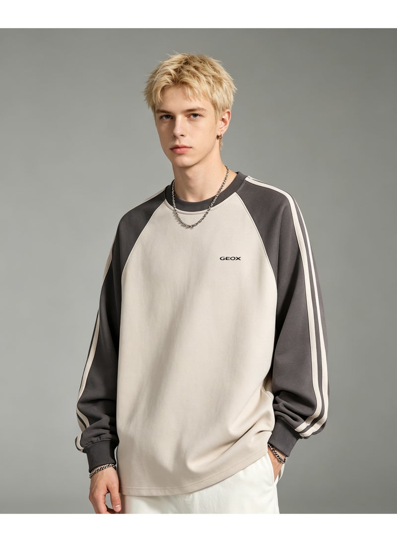 GEOX Unisex Casual Raglan Long Sleeve Crew Neck Top, Relaxed Fit Daily Wear Sweatshirt Coffee - Image 1