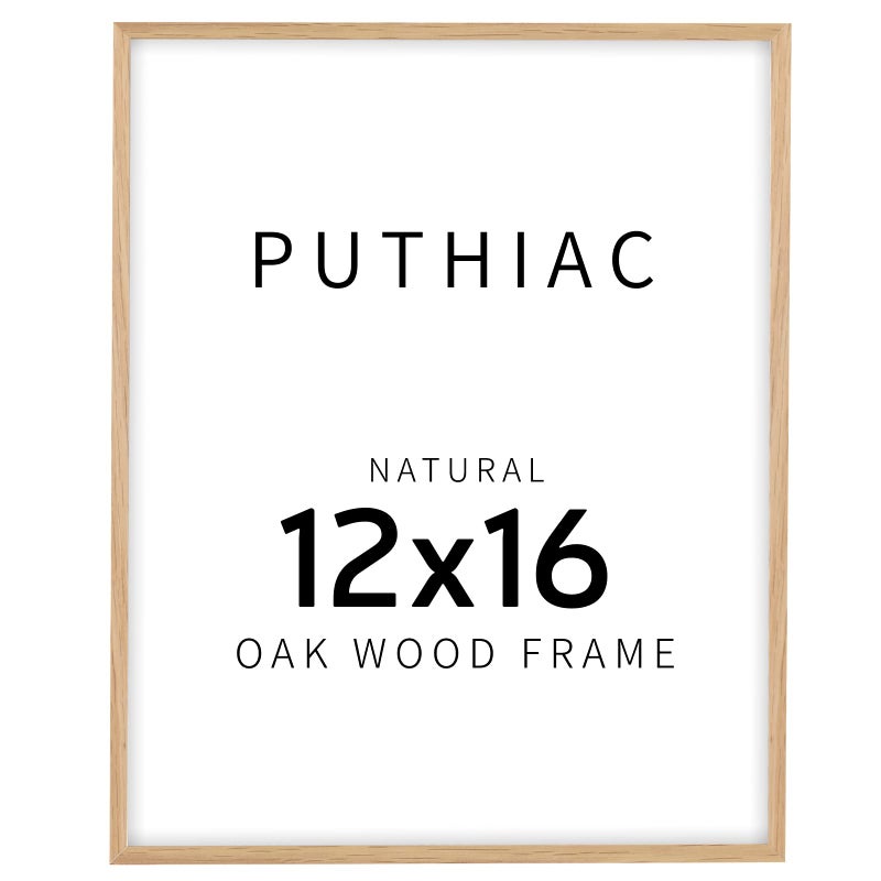 puthiac 12x16 Oak Wood Picture Frame - Minimalist 12x16 Poster Frame  12""x16"" Picture Frame Wood  Natural Solid Wooden Picture Frames for Wall Art Photo and Prints(1 Pack  Beige) - Image 1
