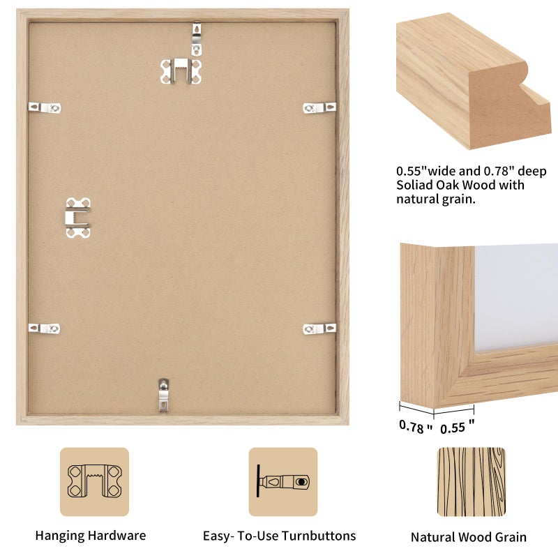 puthiac 12x16 Oak Wood Picture Frame - Minimalist 12x16 Poster Frame  12""x16"" Picture Frame Wood  Natural Solid Wooden Picture Frames for Wall Art Photo and Prints(1 Pack  Beige) - Image 3