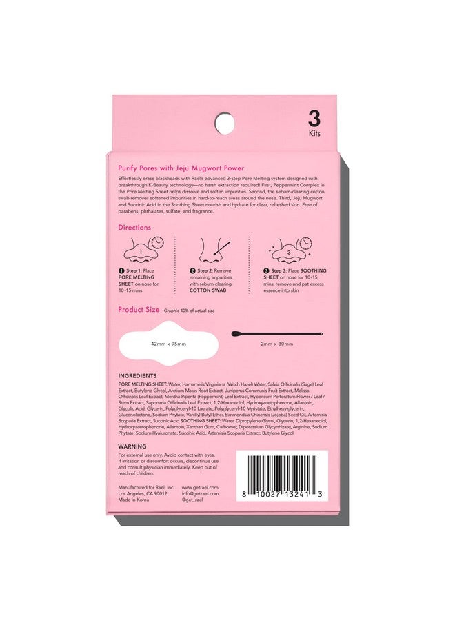 Rael Ael Blackhead Remover Miracle Patch Melting Pack Nose Strips For Blackheads Pore Melting And Soothing Sheets 3 Step Kit Sebum Removing Cotton Swabs Dermatologist Tested (2 Pack) - Image 3