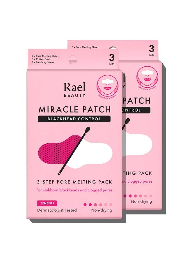 Rael Ael Blackhead Remover Miracle Patch Melting Pack Nose Strips For Blackheads Pore Melting And Soothing Sheets 3 Step Kit Sebum Removing Cotton Swabs Dermatologist Tested (2 Pack) - Image 2