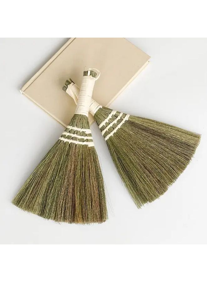Natural Miscanthus Broom Soft Bristles Handheld Sweeper For Wood Floors Vinyl - Image 1