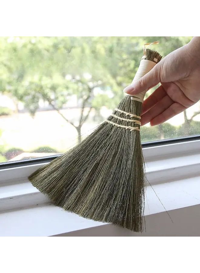 Natural Miscanthus Broom Soft Bristles Handheld Sweeper For Wood Floors Vinyl - Image 2