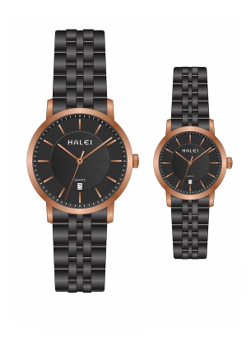 هالي العنوان: ساعة زوجية هالي هالي 586ML من نوع الكوارتز ذات التصميم البسيط نمط 586ML متوافقة للذكور والإناث - Image 1