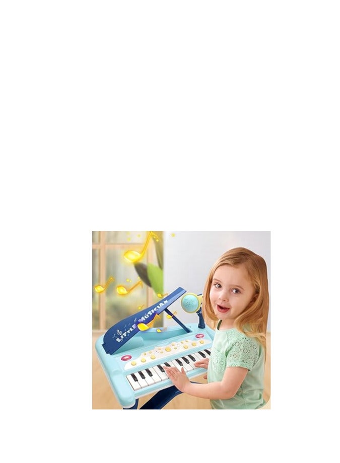 Kids Piano Keyboard, Multifunctional Electronic Piano with Microphone, Gifts for Boys and Girls 3+ Blue  - Image 2