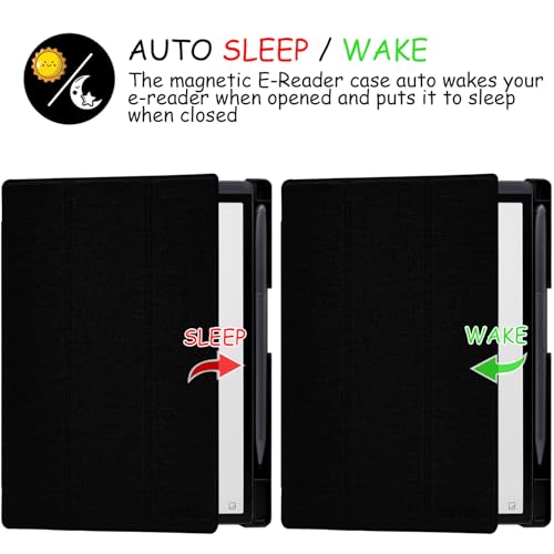 GOVTVA Protective Folio Case for iFLYTEK AINOTE Air 2, Ultra-Thin Lightweight Trifold Protective Cover with Built-in Pen Holder Auto Sleep/Wake for AINOTE Air2 Tablet 8.2 inch (Cloth Black) - Image 4