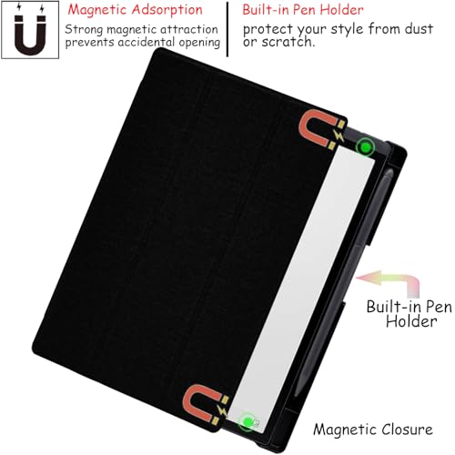 GOVTVA Protective Folio Case for iFLYTEK AINOTE Air 2, Ultra-Thin Lightweight Trifold Protective Cover with Built-in Pen Holder Auto Sleep/Wake for AINOTE Air2 Tablet 8.2 inch (Cloth Black) - Image 5