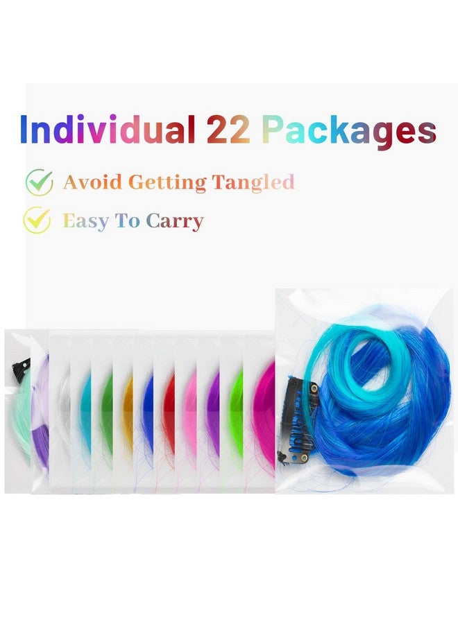 TOFAFA Colored Hair Extensions Curly Wavy Accessories For Girls Women Multicolors Party Highlights Clip In Synthetic Rainbow Hairpiece For Kids Favors Gift (22 Pcscolorful) - Image 5