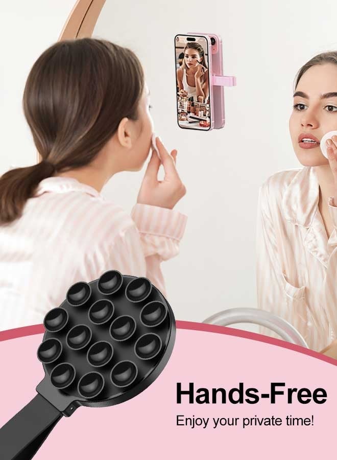 Tersely Silicone Suction Phone Case, Magnetic Suction Cup Phone Mount, Compatible with Magsafe,Sticky Phone Suction Grip for Selfies and Videos, Hands-Free Mirror Shower Phone Stand Holder for iPhone 17/16/15/14/13/12/11 Series,Samsung,Google And Android Phones (Black) - Image 4