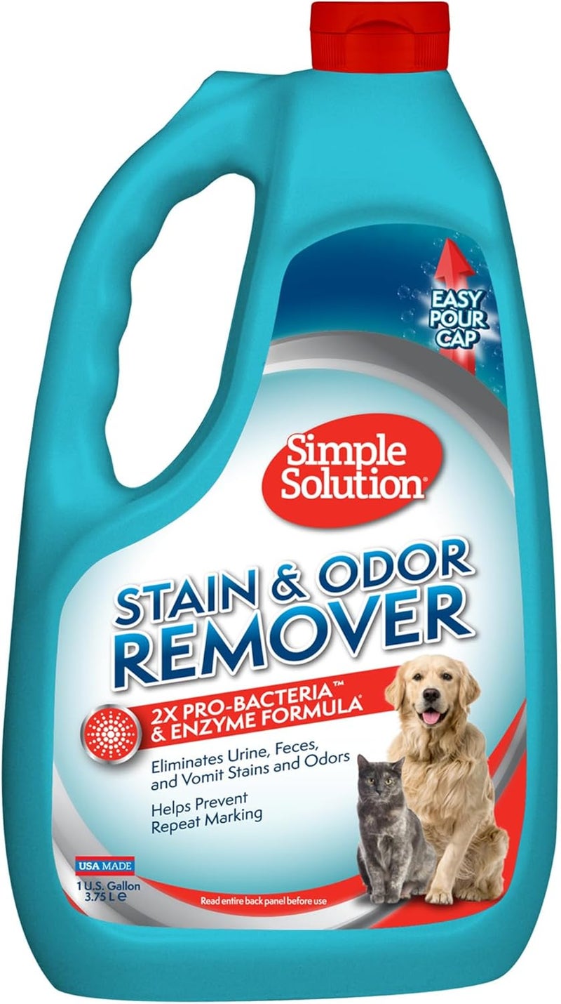 Simple Solution Pet Stain and Odor Remover - Enzymatic Cleaner with 2X Pro-Bacteria Cleaning Power, 1 Gallon - Image 1