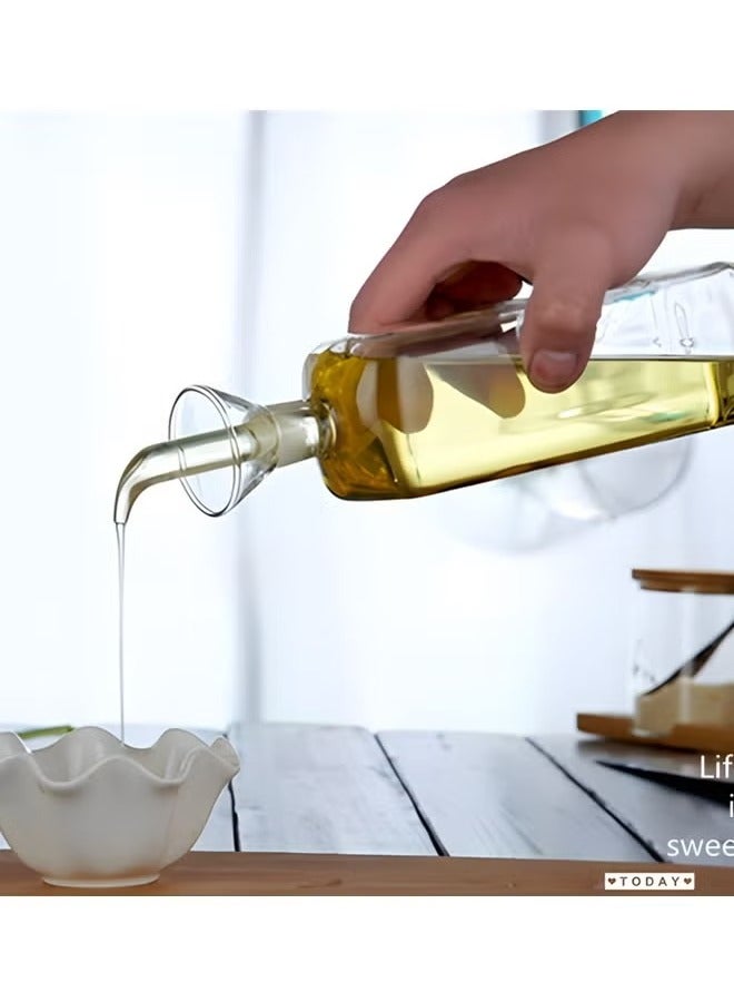 Glass Oil Bottle Olive Oil Dispenser Bottle,Oil and Vinegar Dispenser Spout，bottle Glass Cooking Oil Vinegar Measuring Dispenser with Spout for Kitchen and BBQ(500Ml/17Oz) - Image 2