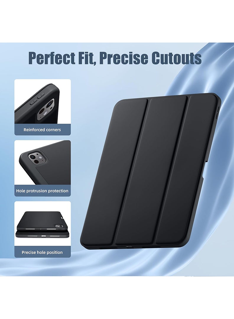Theodor New Compatible with iPad Pro 11 Inch Case (M4, 5th Gen 2024) with Pencil Holder, Smart Cover with Protective Trifold Stand & Soft TPU Back, Auto Wake/Sleep, Support Pencil Pro Black - Image 3