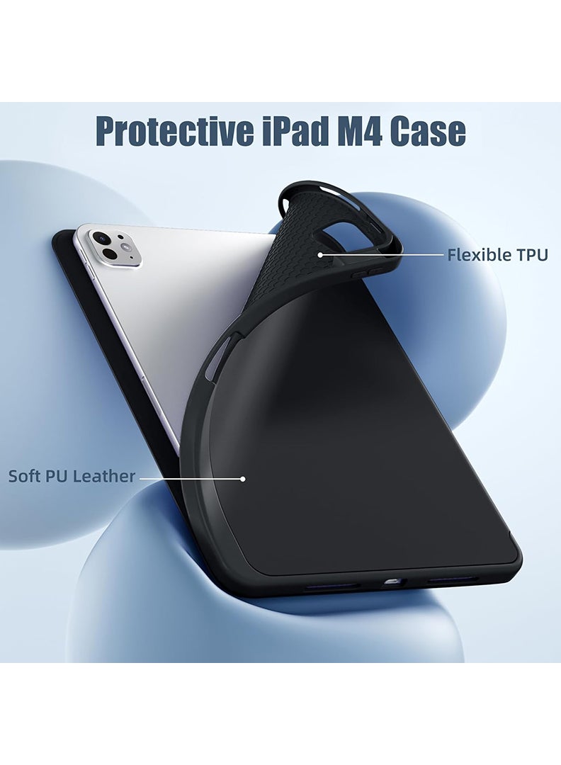 Theodor New Compatible with iPad Pro 11 Inch Case (M4, 5th Gen 2024) with Pencil Holder, Smart Cover with Protective Trifold Stand & Soft TPU Back, Auto Wake/Sleep, Support Pencil Pro Black - Image 5