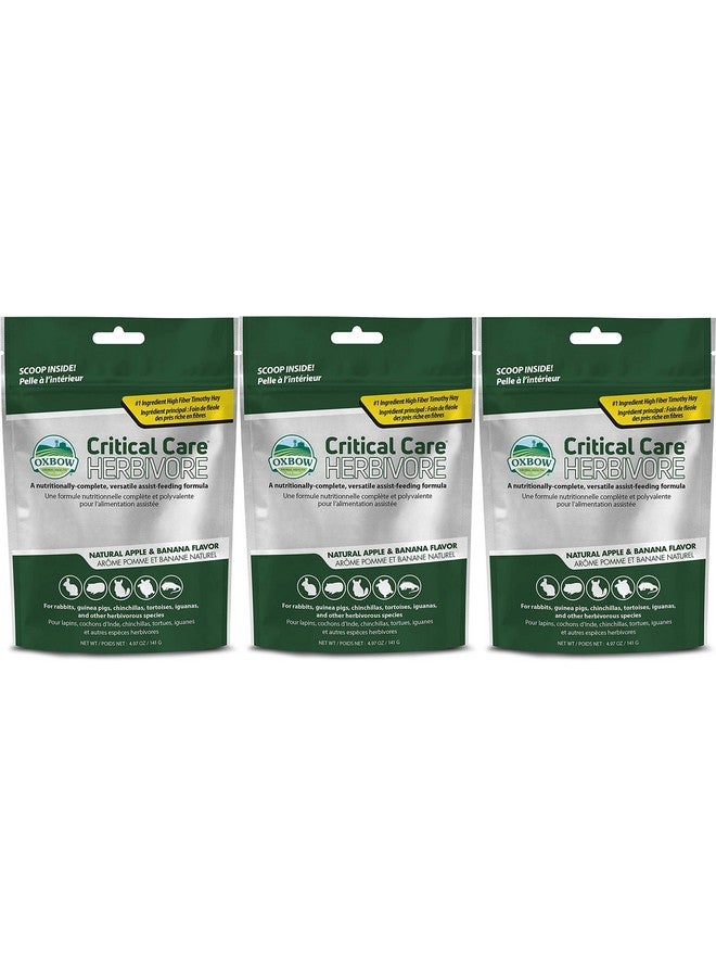 Oxbow 3 Pack of Apple & Banana Critical Care Herbivore, 4.97 Ounces Each, Support Supplement for Small Pets - Image 1