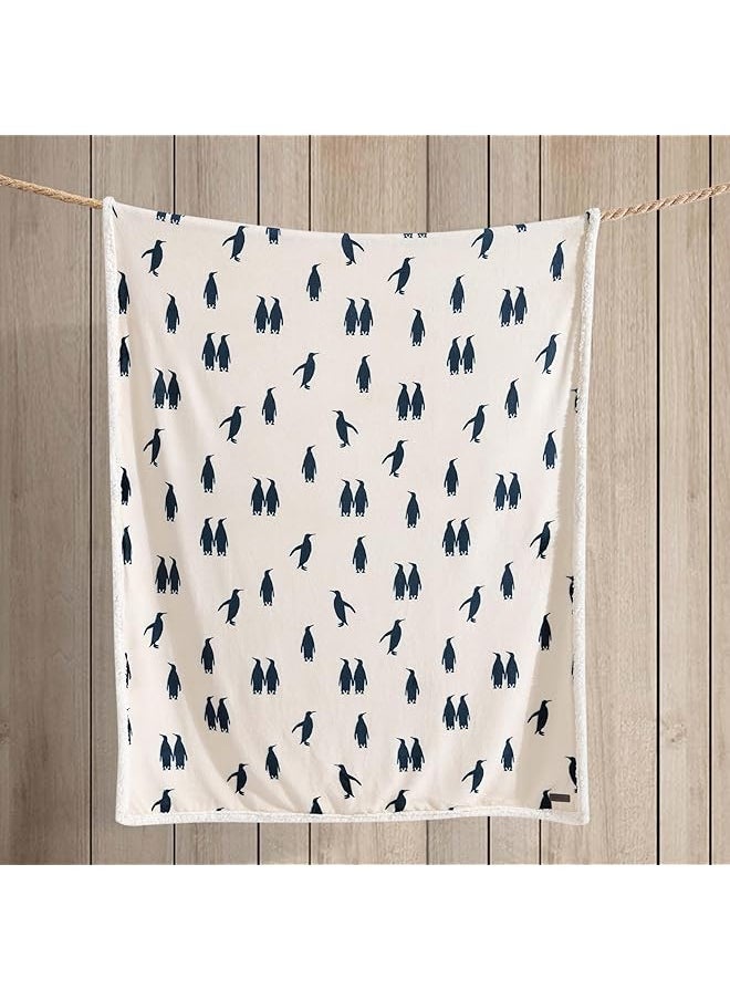 Eddie Bauer Throw Blanket Super Soft Reversible Sherpa Fleece Bedding Ideal And White Elephant Gifts Cozy Plaid Throw Blankets For Couch Emperor Penguin Throw  - Image 5