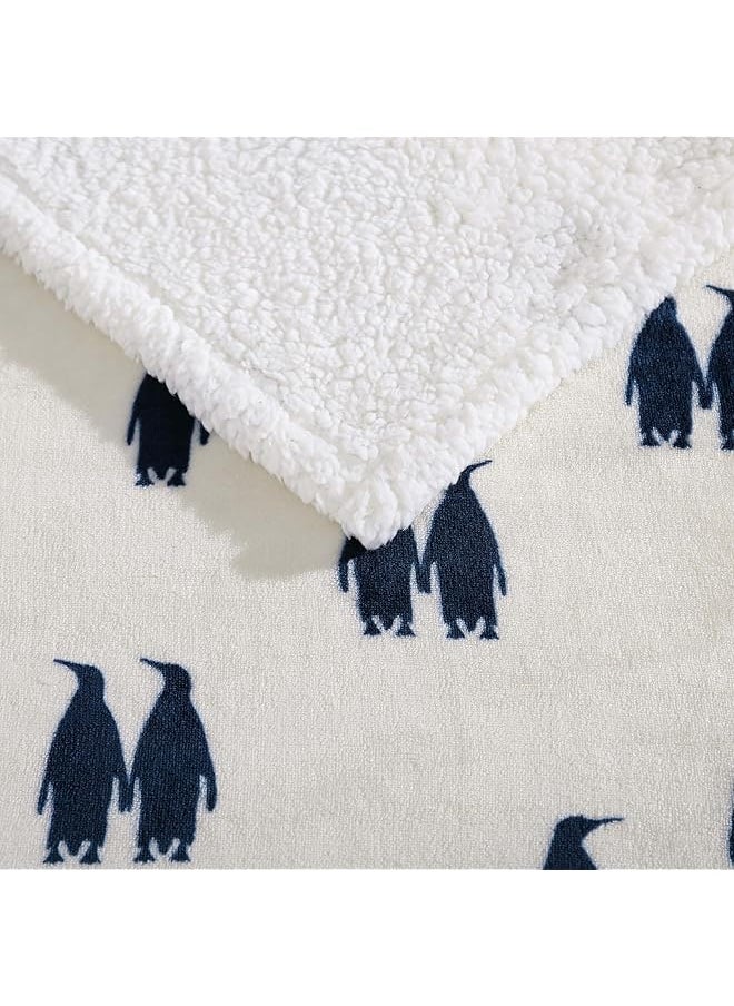 Eddie Bauer Throw Blanket Super Soft Reversible Sherpa Fleece Bedding Ideal And White Elephant Gifts Cozy Plaid Throw Blankets For Couch Emperor Penguin Throw  - Image 4