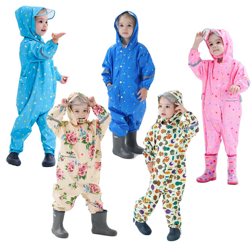 Children'S One-Piece Raincoat, Fashionable And Cute Three-Dimensional Raincoat With Hood And Reflective Baby Poncho - Image 2