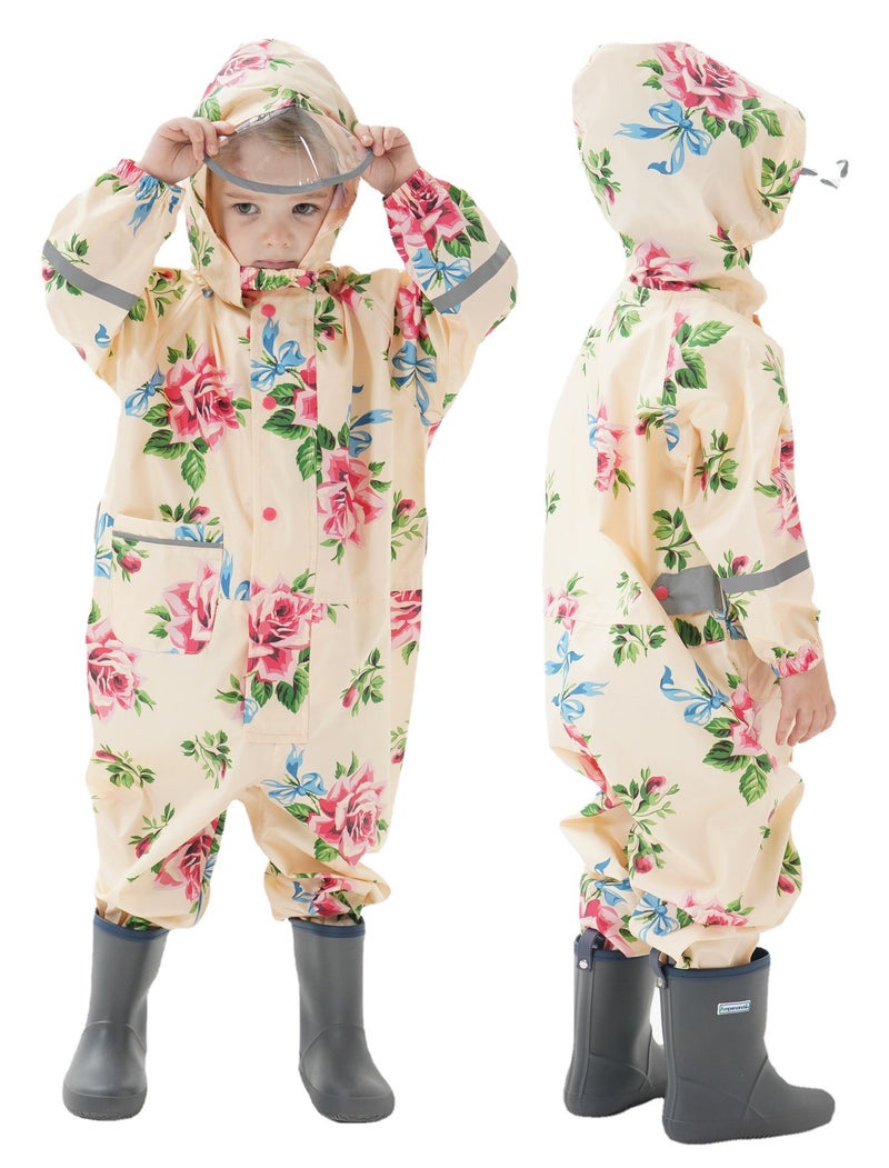 Children'S One-Piece Raincoat, Fashionable And Cute Three-Dimensional Raincoat With Hood And Reflective Baby Poncho - Image 1