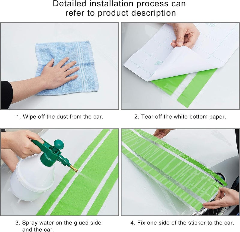 BPA Car Hood Stripe Sticker - Green Racing Decal - Image 5