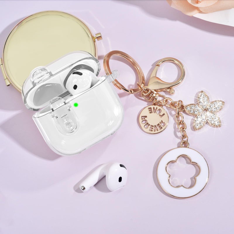 VISOOM (with Safety Lock) Clear Case Compatible with Cute Apple Airpods 4 Cases 2024 Women, VISOOM Soft TPU Transparency Air pods 4 Gen Case iPods 4 Earbuds Case Girl Bling Keychain for Airpod iPod 4th Gen - Image 2