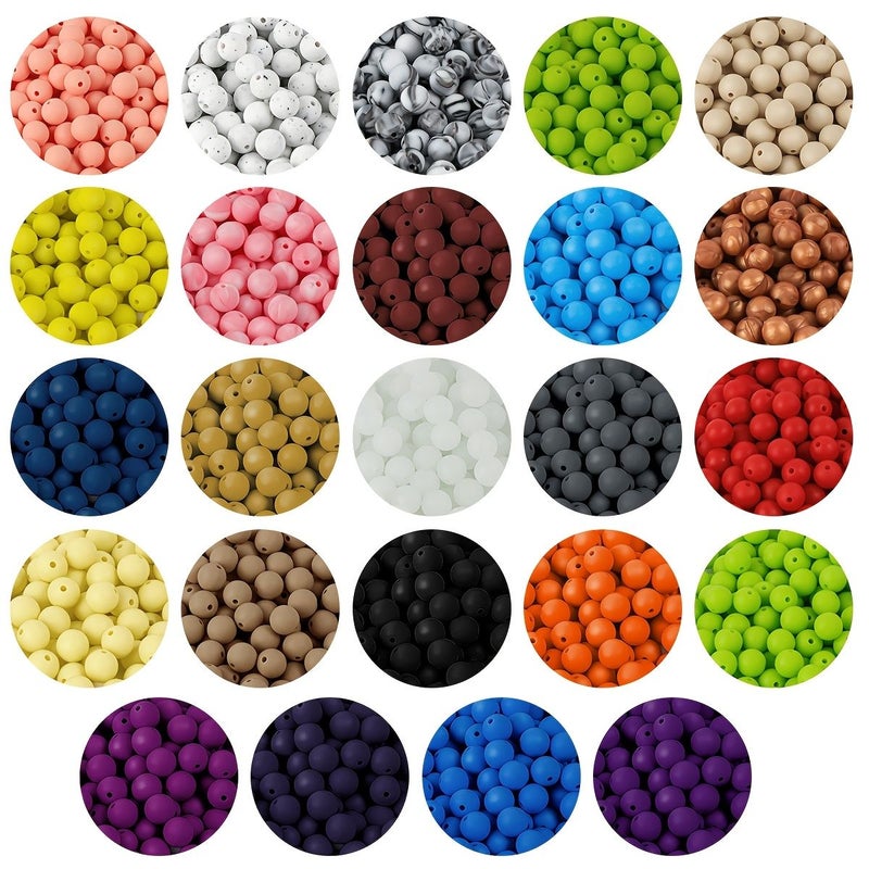 200 Pieces 9mm Silicone Beads Color 15 Round for DIY Keychain Bracelet Jewelry Making - Image 3