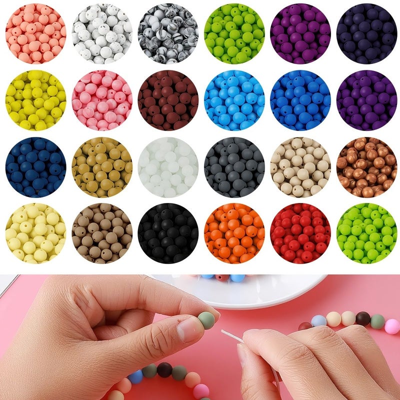 200 Pieces 9mm Silicone Beads Color 15 Round for DIY Keychain Bracelet Jewelry Making - Image 5